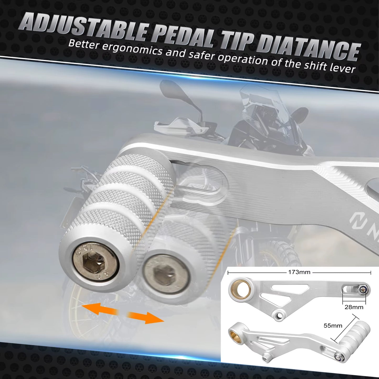 Footpegs and Gear Shifter Brake Pedal Step Tip for BMW R1200GS/Adventure (2013-2018) and R1250GS/R1250GS Adventure (2019-2024)