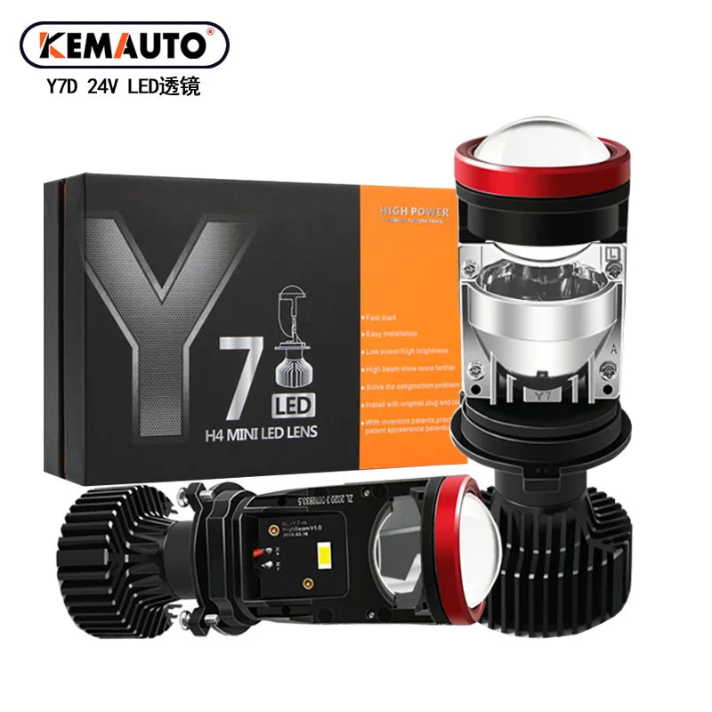 High-Quality Y7D H4 Mini Projector LED Laser Headlight Bulbs - 6000K 45W Bi Compatible Projector Lens