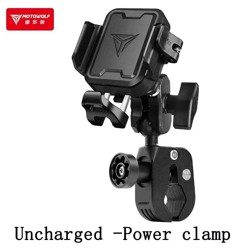 MOTOWOLF Motorcycle Riding Shock-Absorbing Phone Holder Type-C Charger Adjustable Anti-Theft Quick Release Navigation Bracket