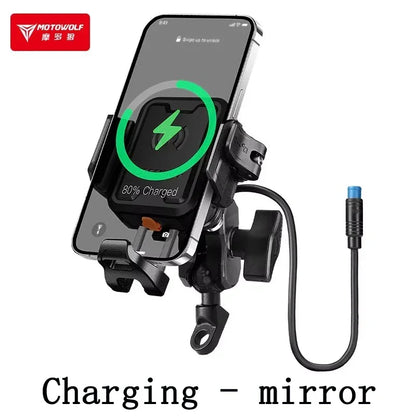 MOTOWOLF Motorcycle Riding Shock-Absorbing Phone Holder Type-C Charger Adjustable Anti-Theft Quick Release Navigation Bracket
