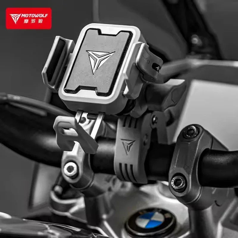MOTOWOLF Motorcycle Riding Shock-Absorbing Phone Holder Type-C Charger Adjustable Anti-Theft Quick Release Navigation Bracket