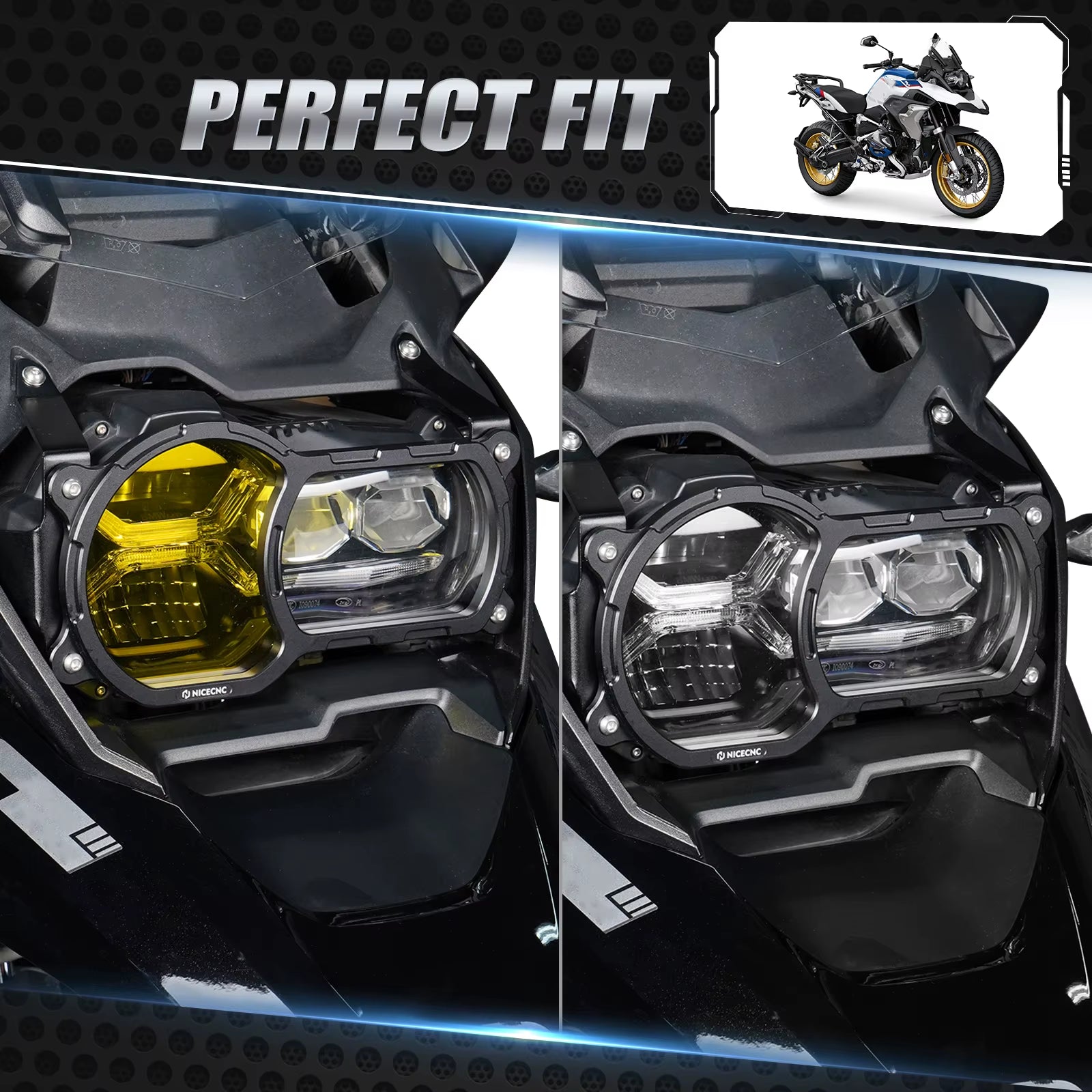 Motorcycle Headlight Cover Guard Protector for BMW R 1250 GS & Adventure Models (2020-2024)