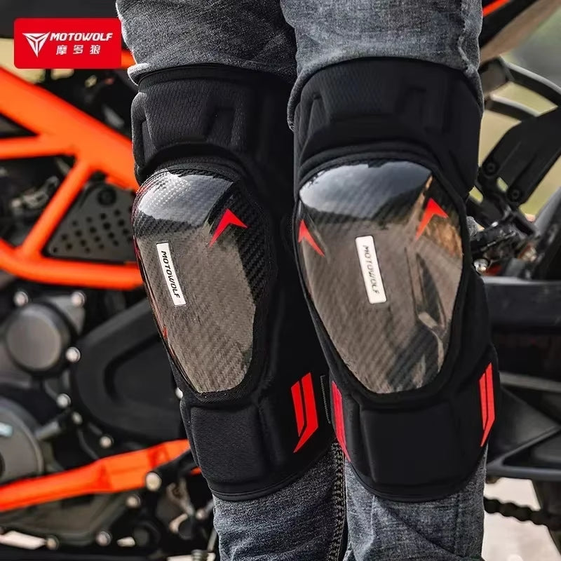 CE Level-1 Motocross Knee Pads Motorcyclist Knee Protector Carbon Fiber MTB Knee Shin Guard Motorcycle Accessories